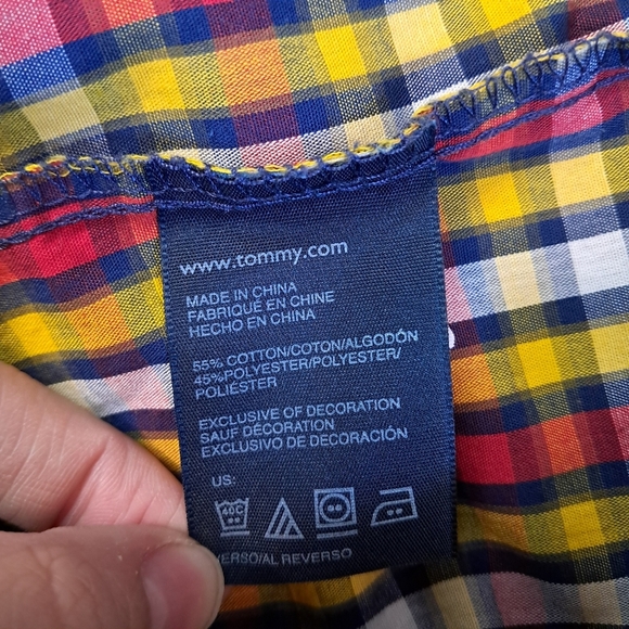 Tommy Hilfiger Toddler Boy Button Dress Shirt Size 4T Yellow And Red - Picture 4 of 7